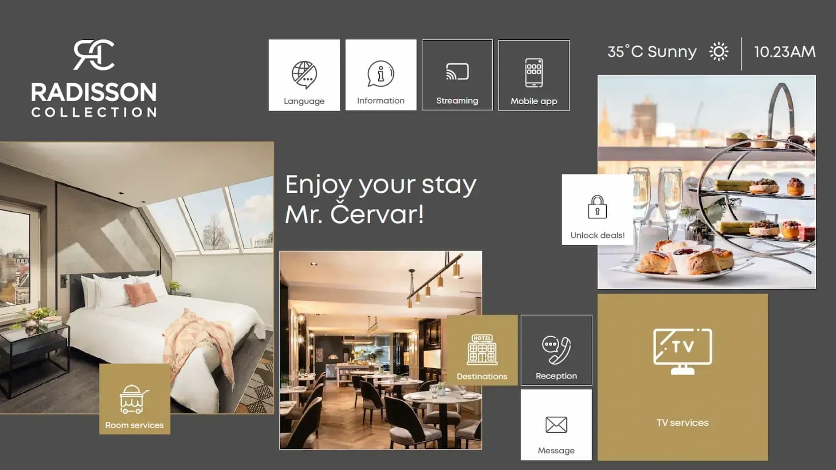 Tv with welcome screens