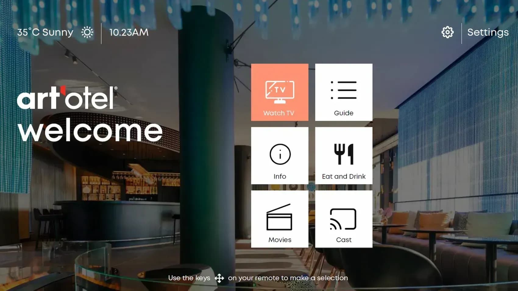 Tv with welcome screens